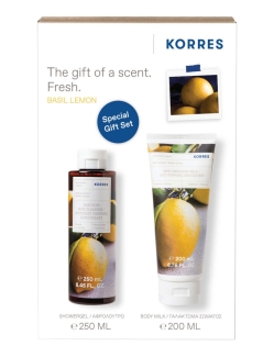 Korres Basil Lemon Body Cleanser and Body Milk Gift Set 450ml