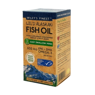 Wiley's Finest Wild Alaskan Fish Oil Easy Swallow Minis 450mg 180 Capsules