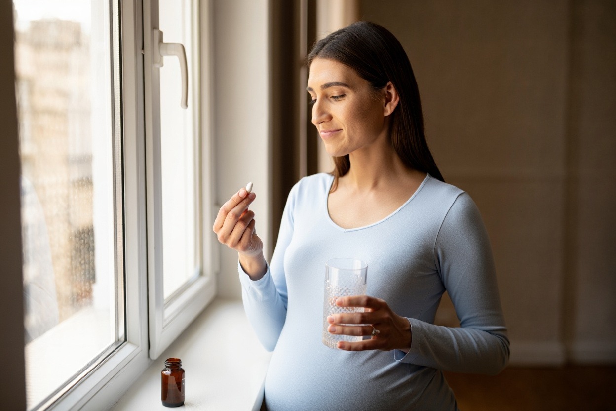 woman taking pregnancy supplement